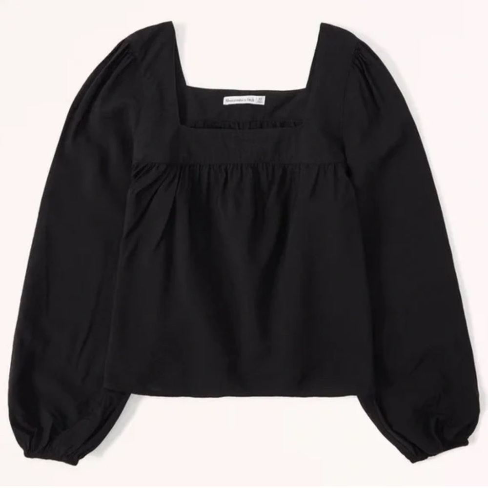 Abercrombie & Fitch Black Square Neck Blouse